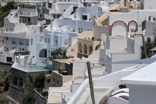 Santorin Griechenland Mai 2021 Blick Auf Die Malerischen Villen Mit — Stockfoto