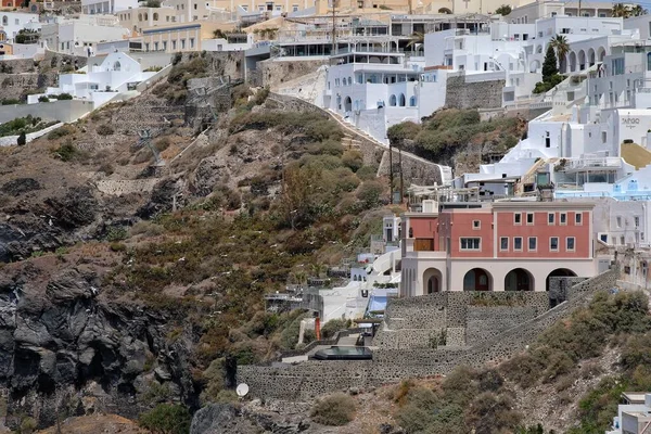 Santorini Greece May 2021 Panoramic View Picturesque Villas Balconies Village — Stockfoto