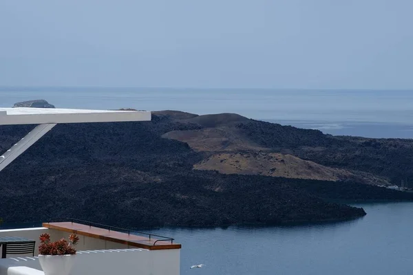 Breathtaking View Balcony Fira Santorini Aegean Sea — Stock Photo, Image