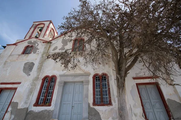 View Beautiful Old Greek Orthodox Church Fira Santorini Greece — Stock Photo, Image