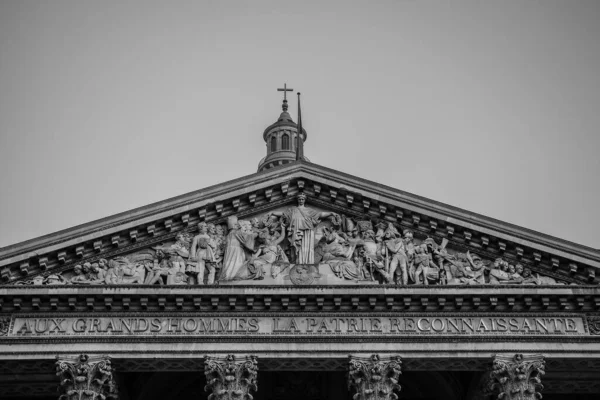 Paris Teki Pantheon Anıtı Fransa Daki Gökyüzündeki Siyah Beyaz — Stok fotoğraf