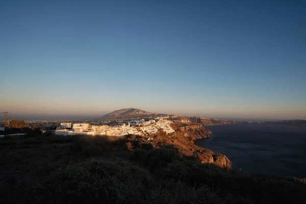 Panoramisch Uitzicht Het Pittoreske Dorpje Fira Santorini Egeïsche Zee — Stockfoto
