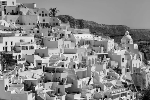 Vista Panorámica Del Pintoresco Pueblo Fira Santorini Con Sus Hoteles — Foto de Stock