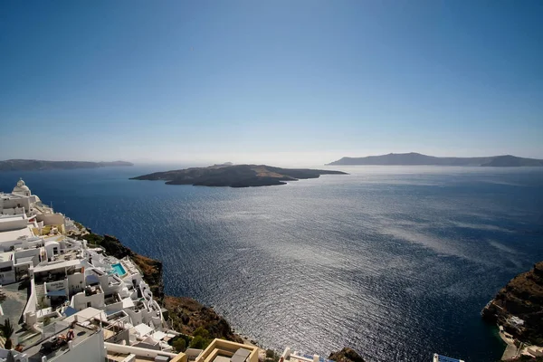 Santorin Grèce Mai 2021 Vue Panoramique Célèbre Village Fira Volcan — Photo