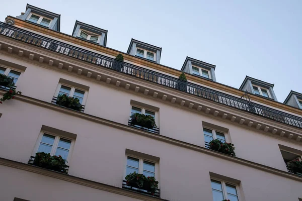 A typical Parisian building and architecture in the center of Paris