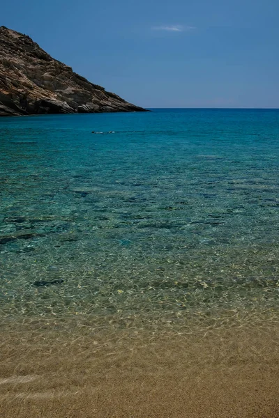 Panoramic View Stunning Turquoise Beach Tripiti Ios Greece — Stockfoto