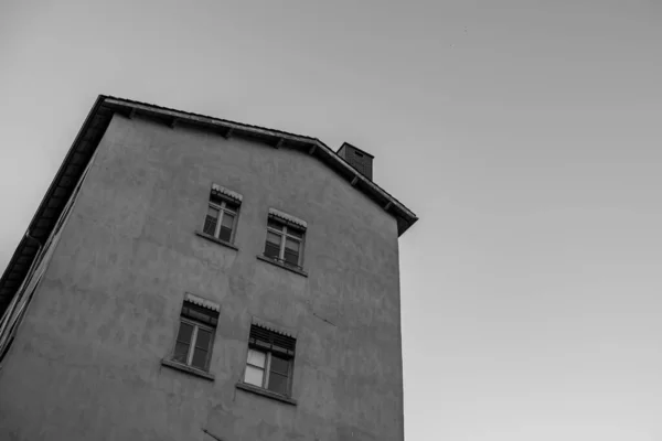 Typowe Budynki Mieszkalne Starym Mieście Lyon Czerni Bieli — Zdjęcie stockowe