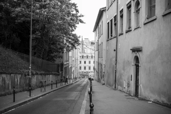 Street View Lyon City Black White — 图库照片