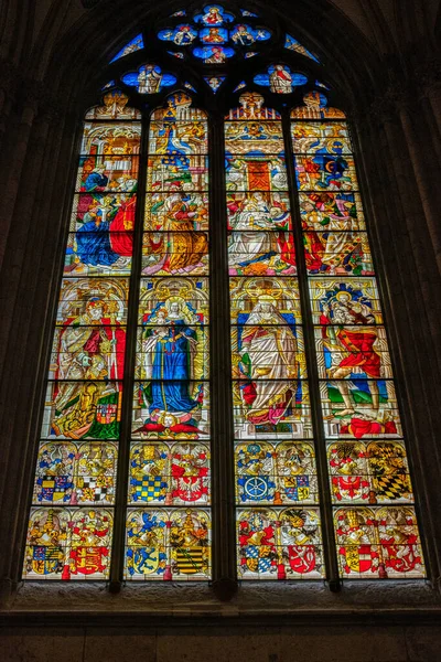 Colonia Alemania Mayo 2022 Vidrieras Interiores Decoradas Catedral Dom Colonia — Foto de Stock