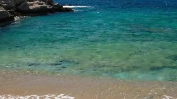 Splendida Spiaggia Sabbia Turchese Sapounochoma Ios Grecia — Video Stock