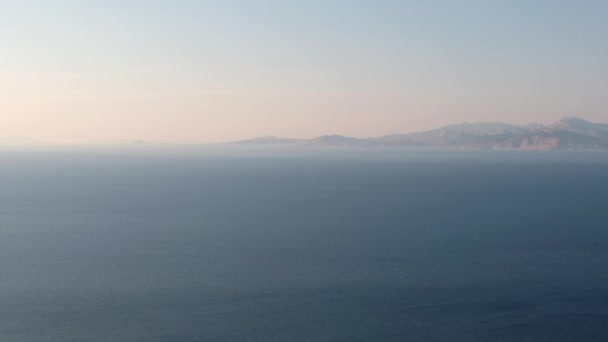 Panoramisch Uitzicht Egeïsche Zee Vanaf Ruïnes Van Het Palaiokastro Ios — Stockvideo