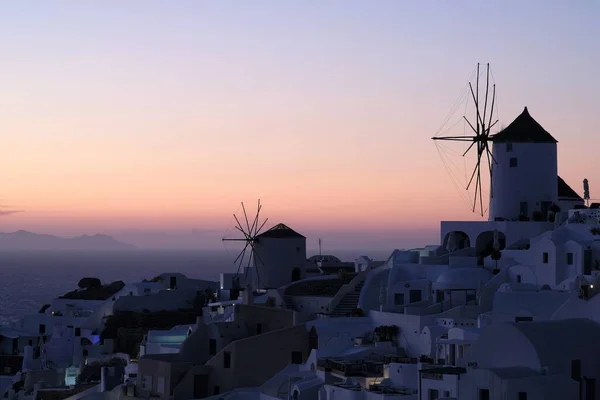 Uitzicht Oia Het Mooiste Dorp Van Santorini Een Geweldige Zonsondergang — Stockfoto