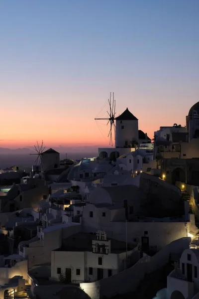 Uitzicht Oia Het Mooiste Dorp Van Santorini Een Geweldige Zonsondergang — Stockfoto