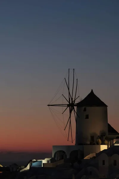 Вид Найдивовижніше Село Санторіні Дивовижний Захід Сонця — стокове фото