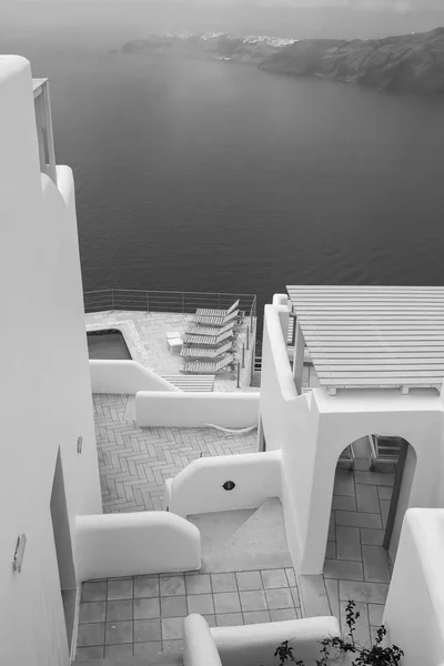 Beautiful Terrace Sun Beds Swimming Pool Breathtaking View Aegean Sea — ストック写真