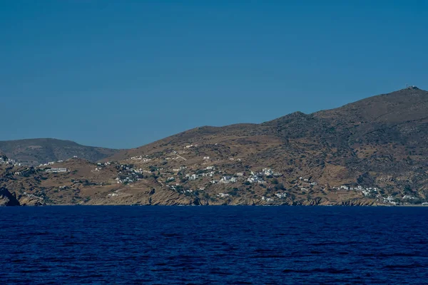 Panoramic View Area Mylopotas Beach Village Ios Greece Distance — ストック写真