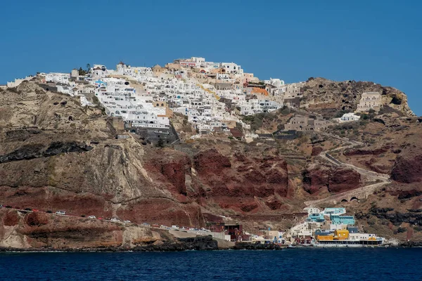 View Picturesque Village Oia Famous Ammoudi Harbour Santorini Greece — 스톡 사진