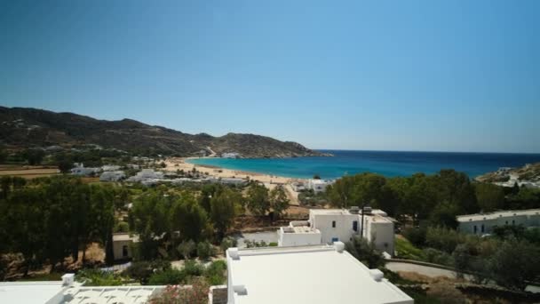 Vue Panoramique Couper Souffle Sur Célèbre Plage Mylopotas Ios Grèce — Video