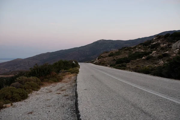 Lonely Street Mountains Ios Greece — Stock Photo, Image