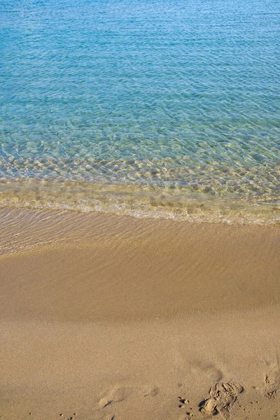 Golden Sundy Beach Clear Waters Manganari Ios Cyclades Greece — Stock Photo, Image
