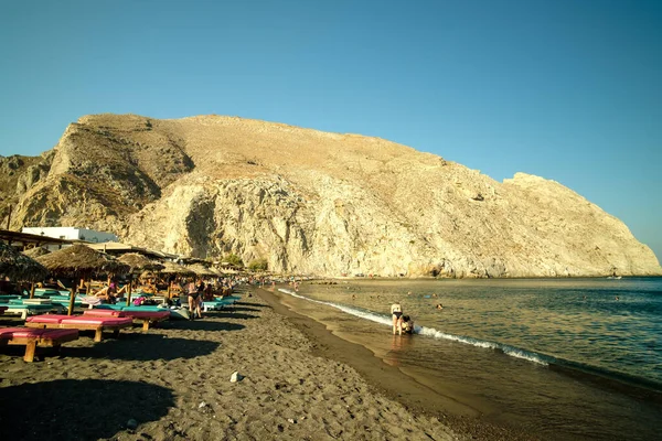 Santorini Görögország Szeptember 2022 Panoramique View Famous Perissa Beach Santorini — Stock Fotó