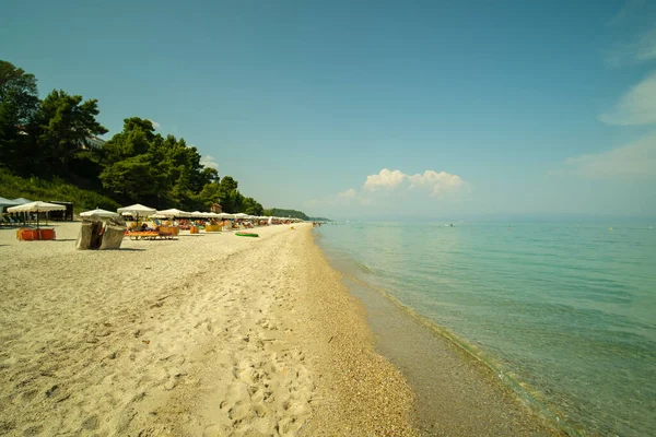 Kriopighi Grecia Agosto 2022 Hermosa Arenosa Playa Kriopigi Chalkidiki Grecia — Foto de Stock