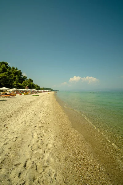 Kriopighi Grecia Agosto 2022 Hermosa Arenosa Playa Kriopigi Chalkidiki Grecia — Foto de Stock