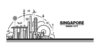 Картина, постер, плакат, фотообои "сингапур skyline vector illustration green city архитектур природа", артикул 517265686