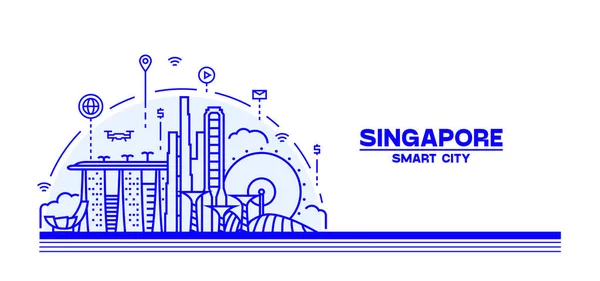 Singapur Skyline wektor ilustracja Smart City — Wektor stockowy