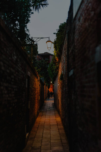 European streets at the sunset in Venice, Italy. High quality photo