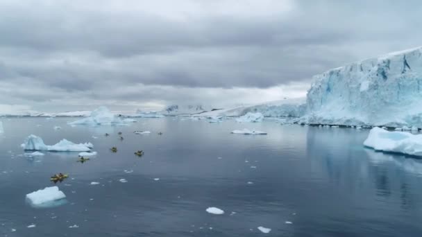 Antarktisz Déli Sark Drónkilátás Jéghegyek Antarktisz Óceán Csodálatos Táj — Stock videók
