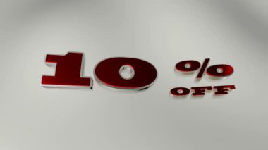 Beyaz Dalgalarda Kırmızı 3D Metin% 10 indirimli, İndirim, İndirim. 3B Hazırlama