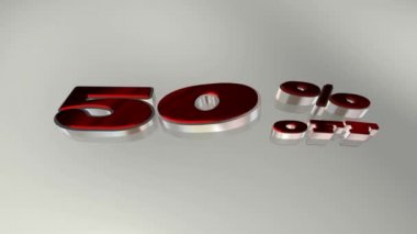 Beyaz Dalgalarda Kırmızı 3D Metin% 50 indirimli, İndirimli, İndirimli. 3B Hazırlama