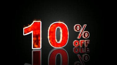 Kırmızı 3D metin, Ateş Parçacıkları ile% 10 indirimli, sıcak satış, indirimli. 3B Hazırlama