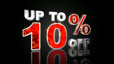 Ateş parçacıklarıyla% 10 'a kadar indirimli 3D metin, indirimli satış. 3B Hazırlama