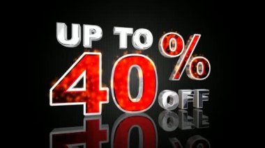 Ateş parçacıklarıyla% 40 'a kadar indirimli 3D metin, indirimli satış. 3B Hazırlama