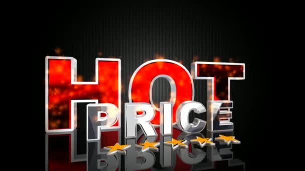 Tekst Hot Price Fire Particles Hot Sale Korting Render — Stockvideo