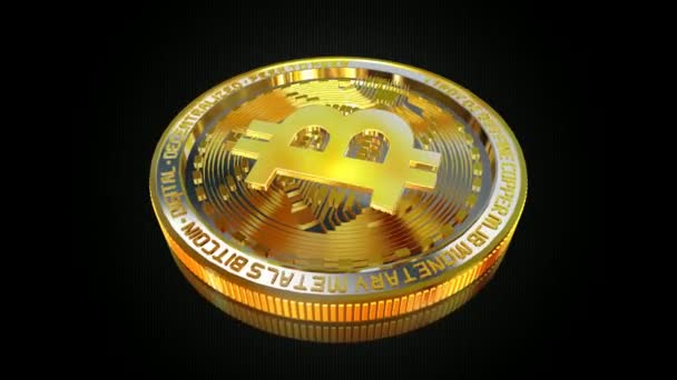 Gold Bitcoin Een 360 Graden Draai Render — Stockvideo
