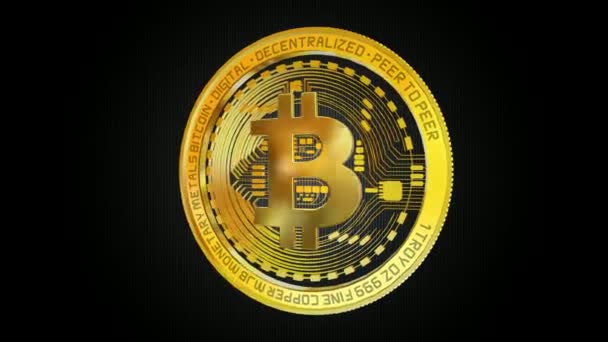 Creazione Bitcoin Con Sfondo Nero Render — Video Stock