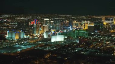 Las Vegas 'ta Gece, Nevada, Las Vegas Strip, Hava Manzarası, Şehir Işıkları