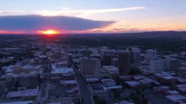Sunset Over Boise, Idaho, Aerial View, Şehir Merkezi, İnanılmaz Manzara