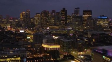 Boston Gece, Şehir Merkezi, Hava Manzarası, Şehir Işıkları, Massachusetts