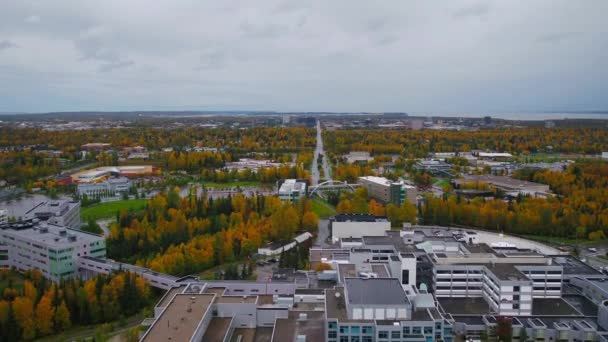 Anchorage Alaska Luftaufnahme Innenstadt Erstaunliche Landschaft — Stockvideo