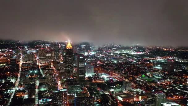 Atlanta Night Georgia Downtown City Lights Aerial View — 비디오