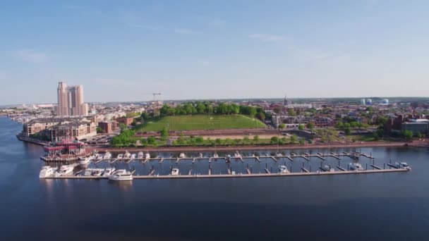 Baltimore Maryland Hava Manzarası Liman Muhteşem Manzara — Stok video