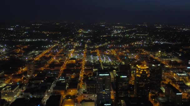 Birmingham Bei Nacht Luftaufnahme Alabama Innenstadt Stadtbeleuchtung — Stockvideo