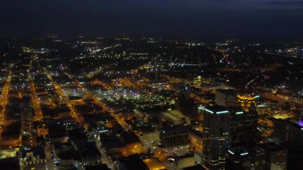 Birmingham Nachts Aerial View Alabama City Lights Binnenstad — Stockvideo