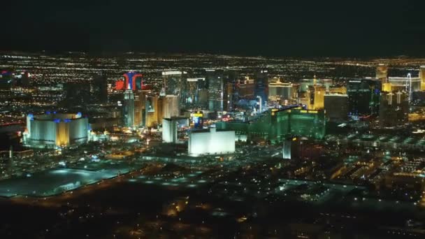 Las Vegas Nachts Nevada Las Vegas Strip Luchtfoto City Lights — Stockvideo