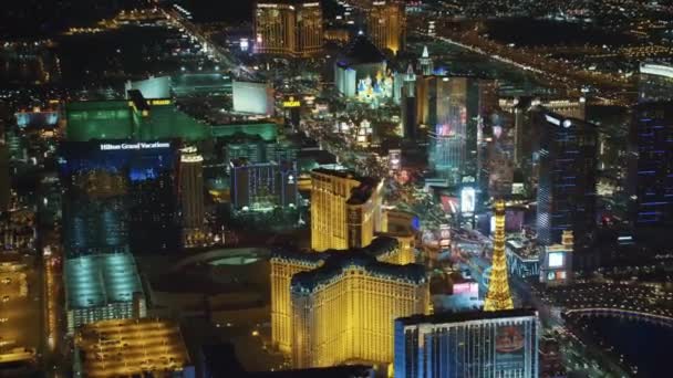 Las Vegas Notte Nevada Luci Della Città Vista Aerea Las — Video Stock