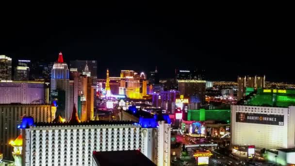 Las Vegas Éjszaka Nevada Légi Repülés Las Vegas Strip City — Stock videók